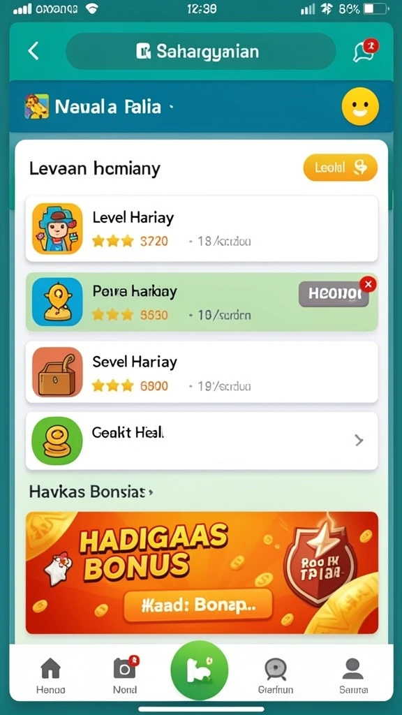 Menu utama aplikasi GEMS365 yang menarik.